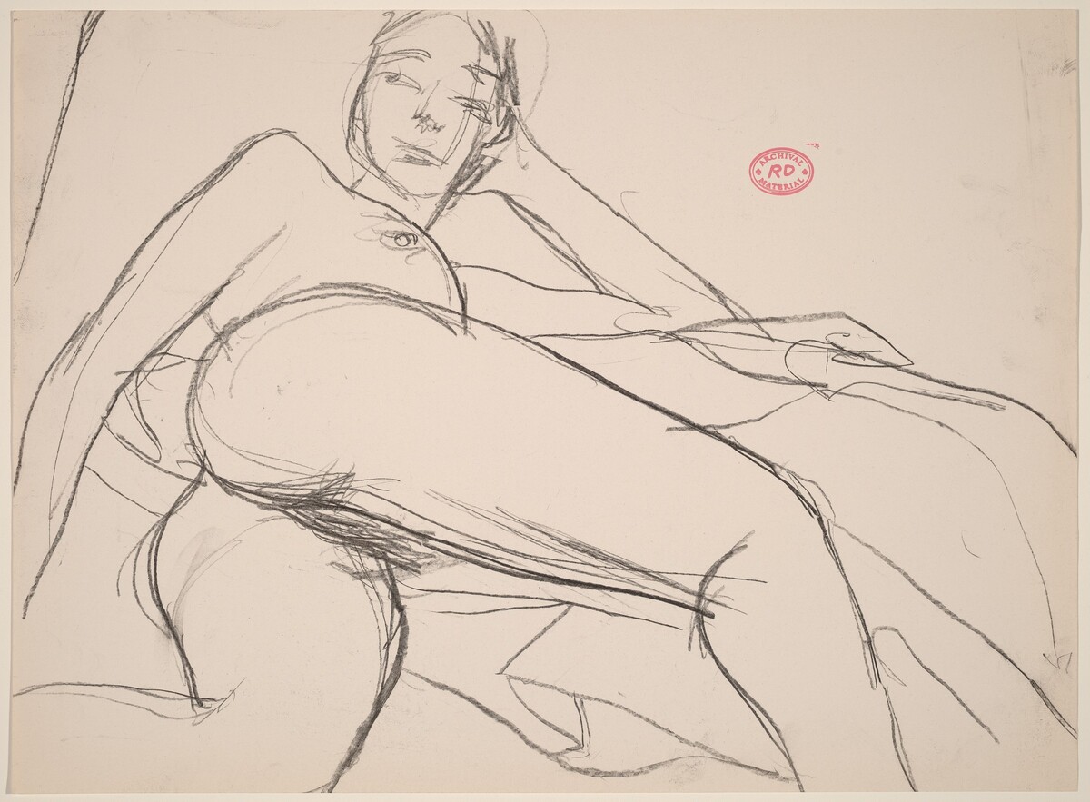 Untitled [reclining nude leaning on her left arm] by Richard Diebenkorn