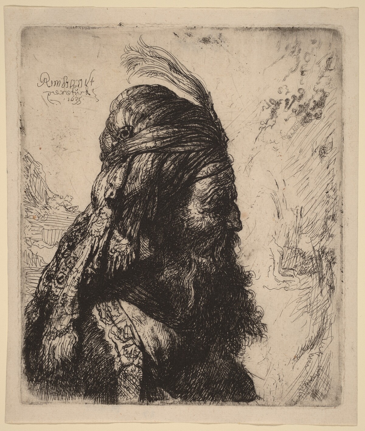 The Third Oriental Head by Rembrandt van Rijn and Studio of Rembrandt van Rijn after Jan Lievens