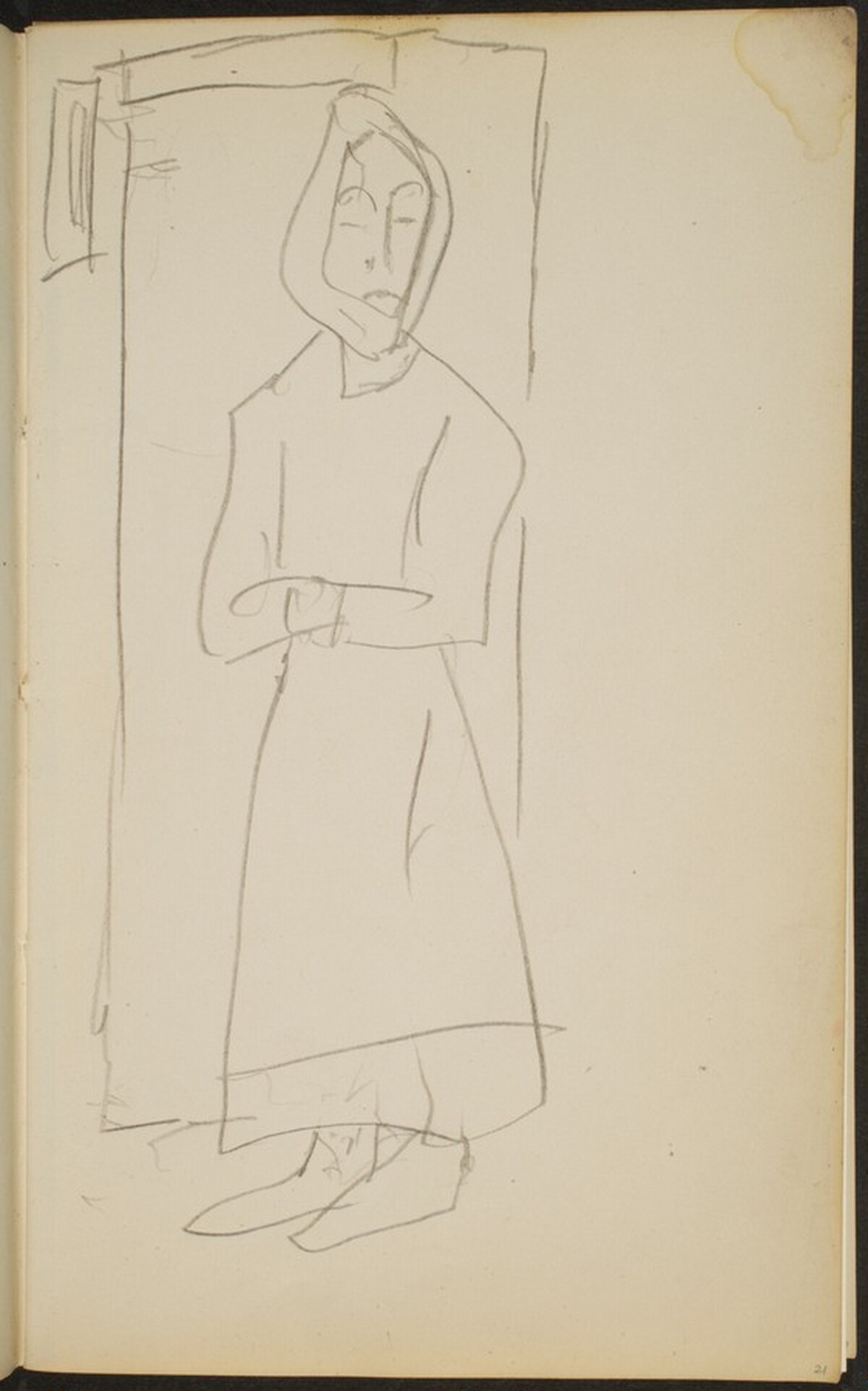 Frau mit Kopftuch in Türöffnung  (Woman with Headscarf in a Door) [p. 21] by Max Beckmann