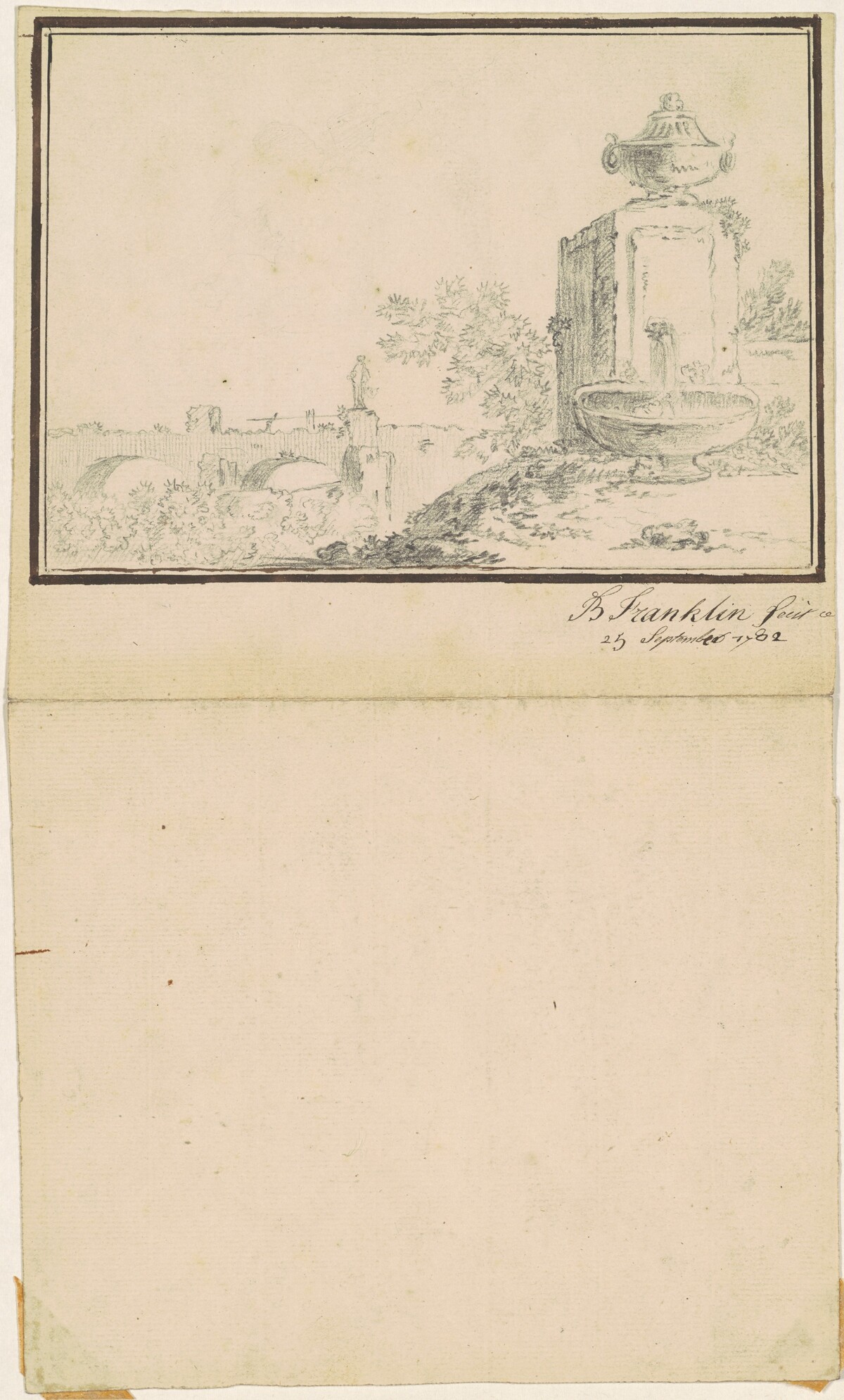 Landscape with a Fountain by attributed to Benjamin Franklin Bache