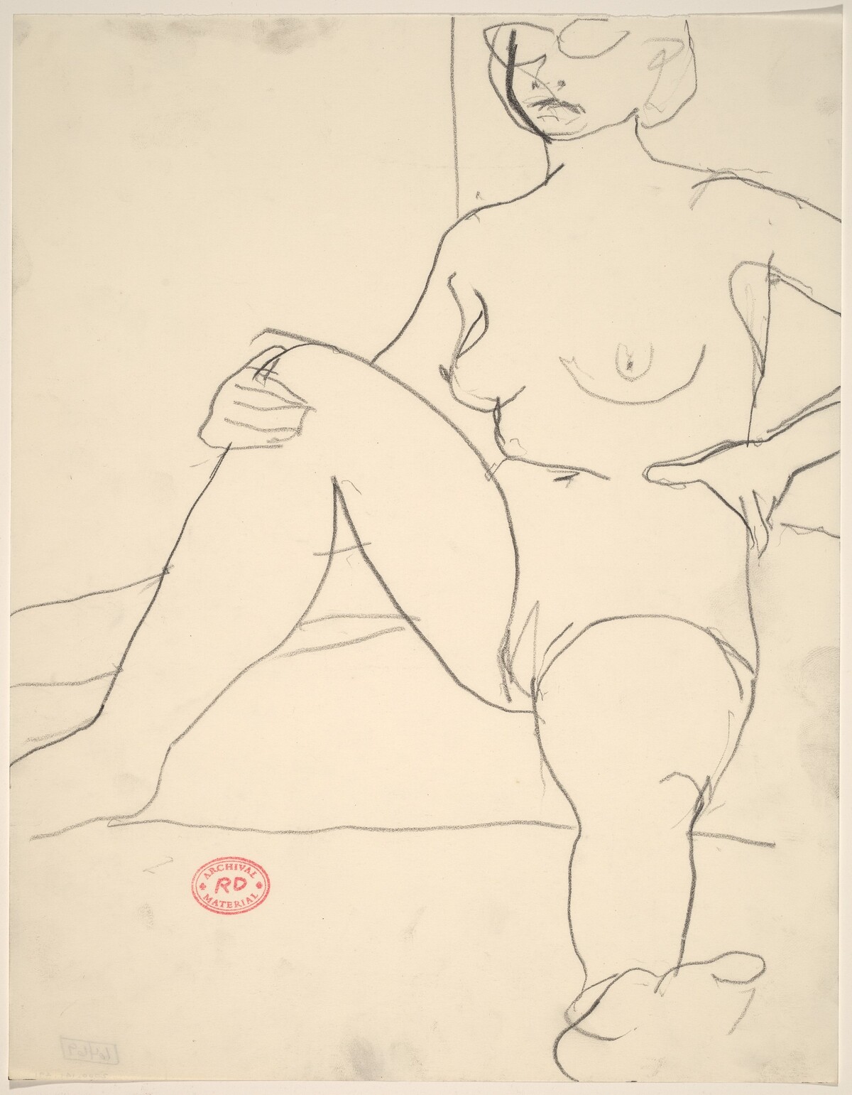 Untitled [seated female nude wearing glasses] by Richard Diebenkorn