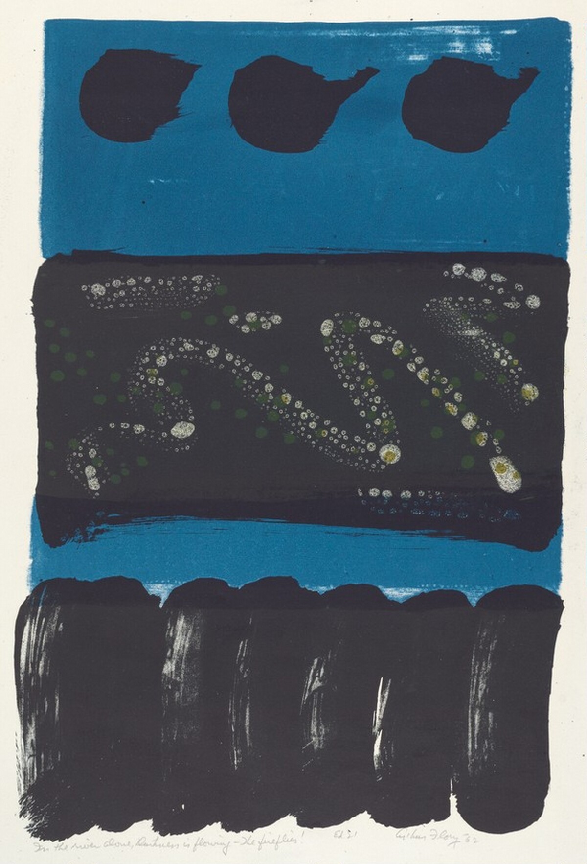In the river alone, darkness is flowing  -  The fireflies! by Arthur L. Flory