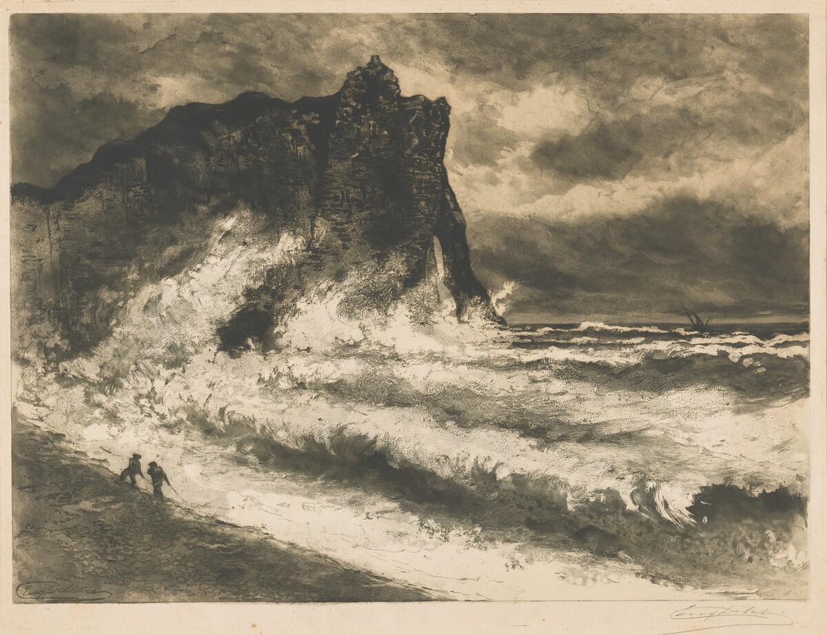 Gust of Wind at Étretat (Coup de vent à Étretat) by Eugène Delâtre