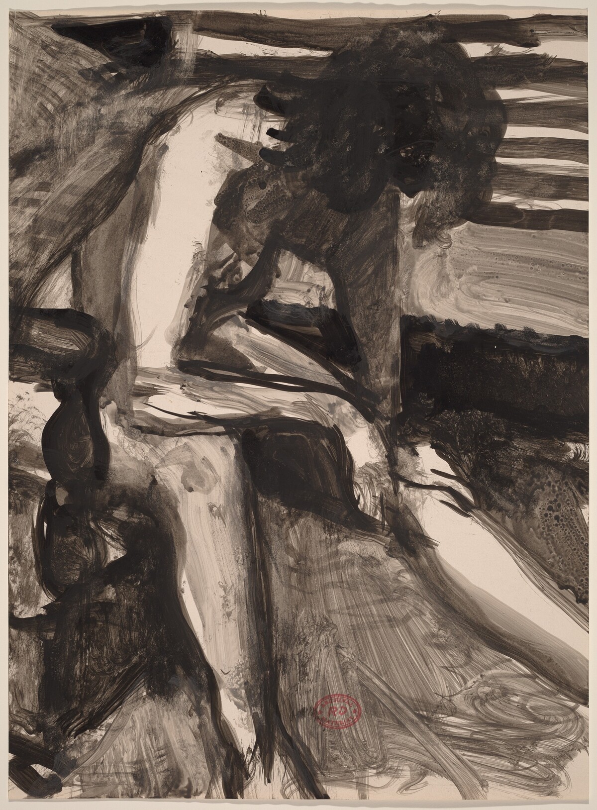 Untitled [seated female nude leaning forward with bowed head] by Richard Diebenkorn