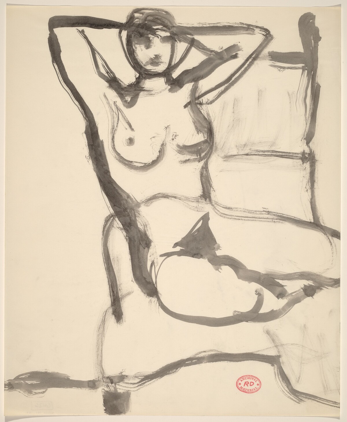Untitled [seated nude with her arms behind her head] by Richard Diebenkorn