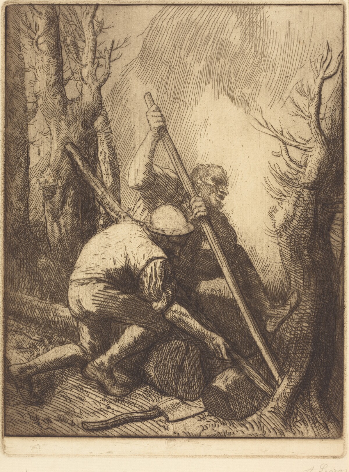 Woodcutters, 3rd plate (Les bucherons) by Alphonse Legros