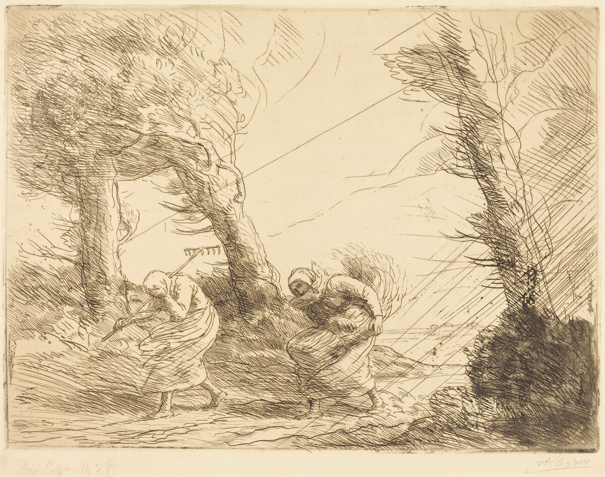 Harvesters Surprised by the Storm (Moissonneuses surprises par l'orage) by Alphonse Legros