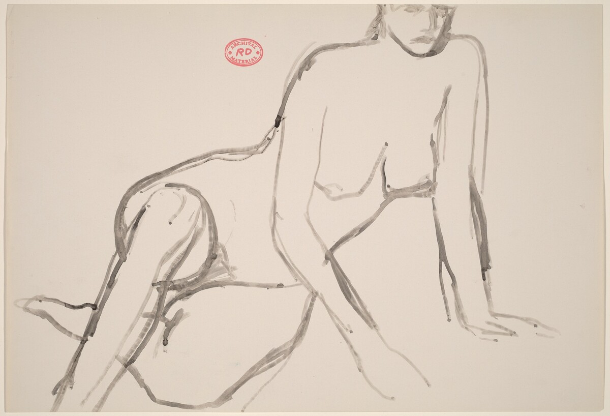 Untitled [seated nude leaning on hands] by Richard Diebenkorn