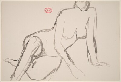Untitled [seated nude leaning on hands]