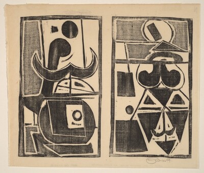 Untitled (Abstract collage monotype woodcut)