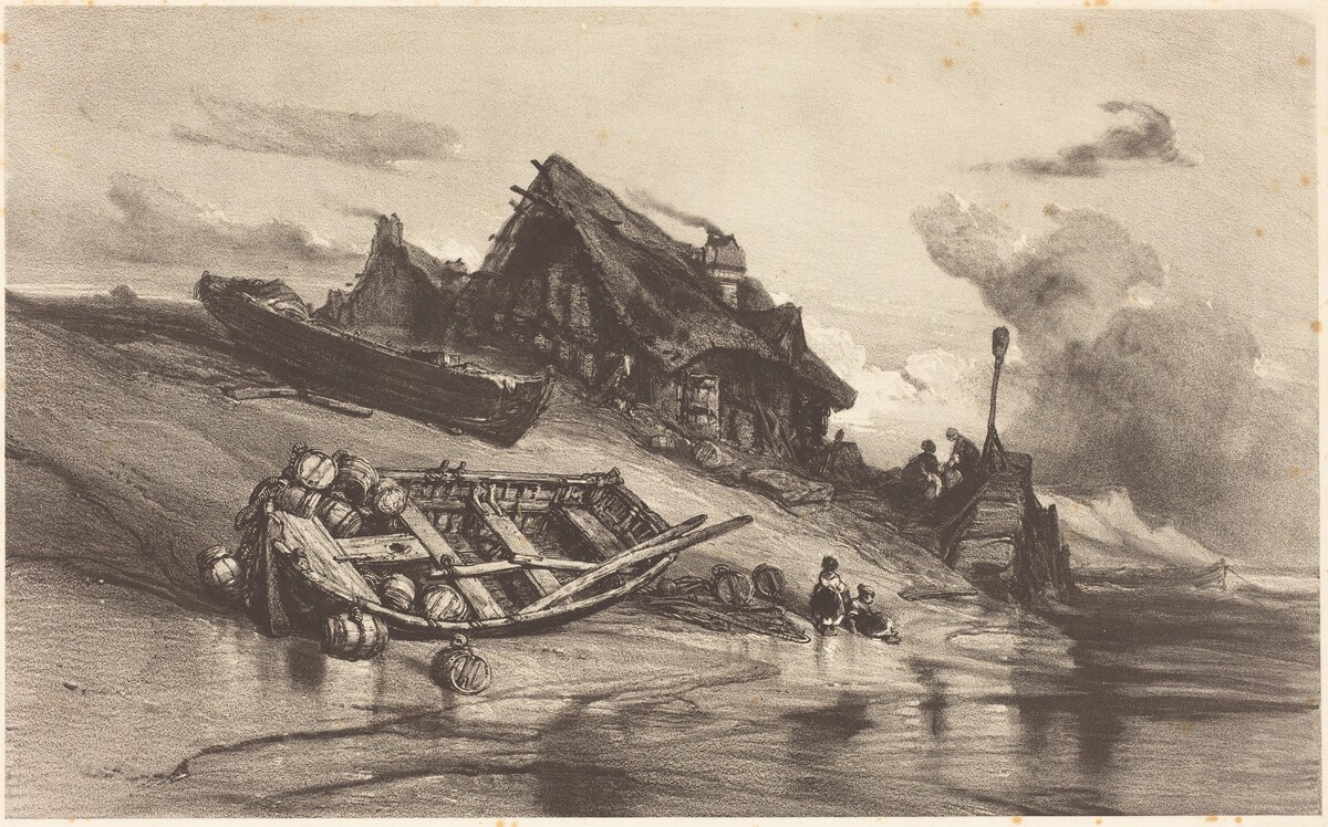 Chaumières de pêcheurs by Eugène Isabey