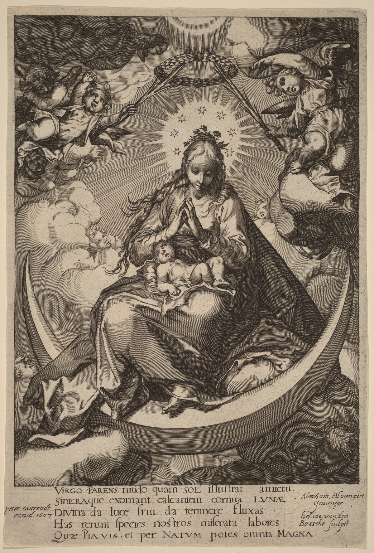 The Virgin and Child on the Crescent by Helias van den Bossche after Abraham Bloemaert