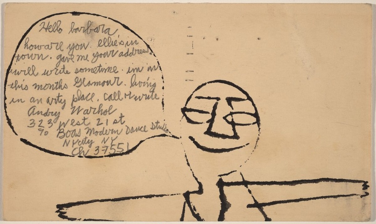 Postcard to Barbara Eisenberg by Andy Warhol