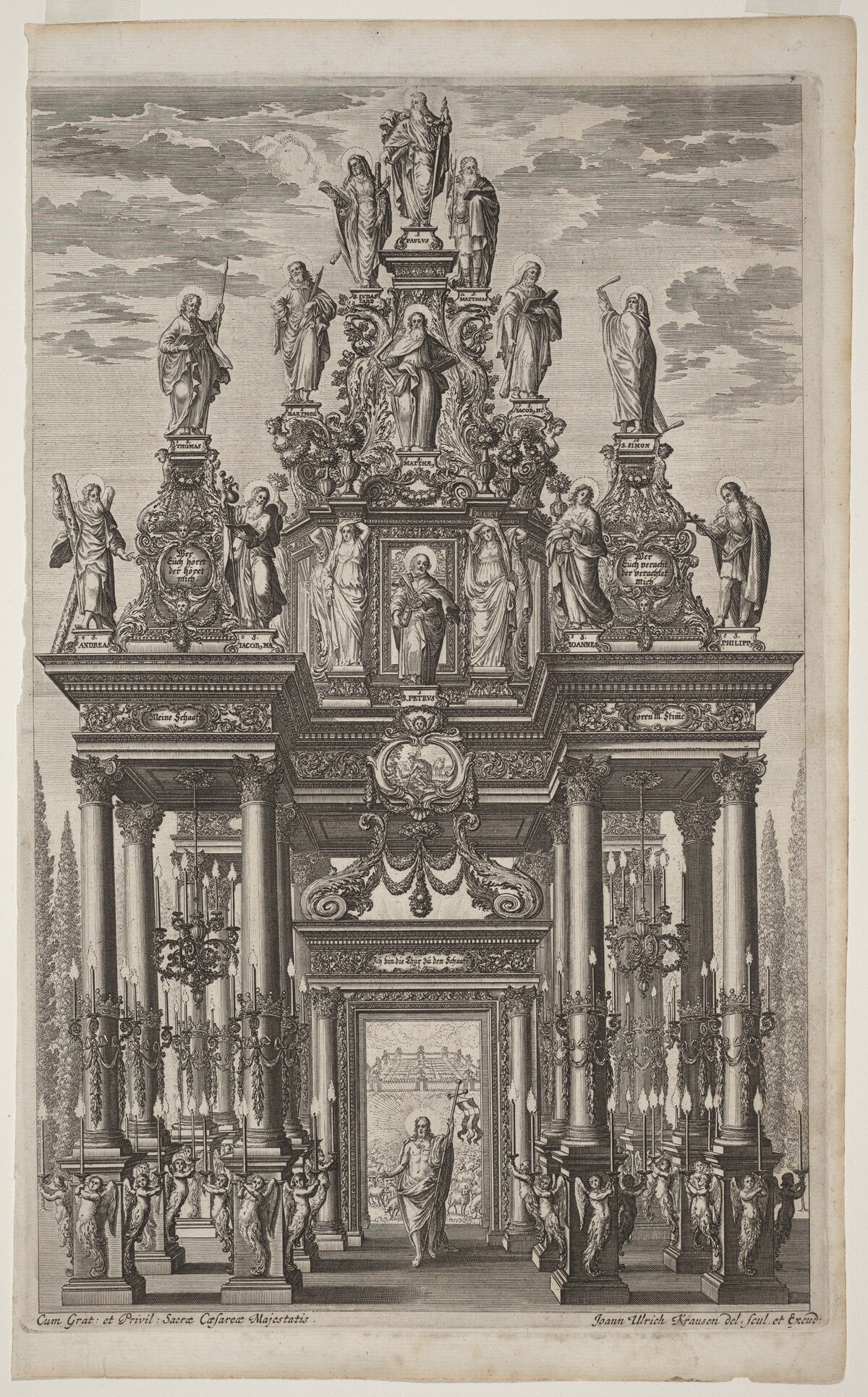 Frontispiece with Triumphal Arch with Christ and the Apostles by Johann Ulrich Kraus