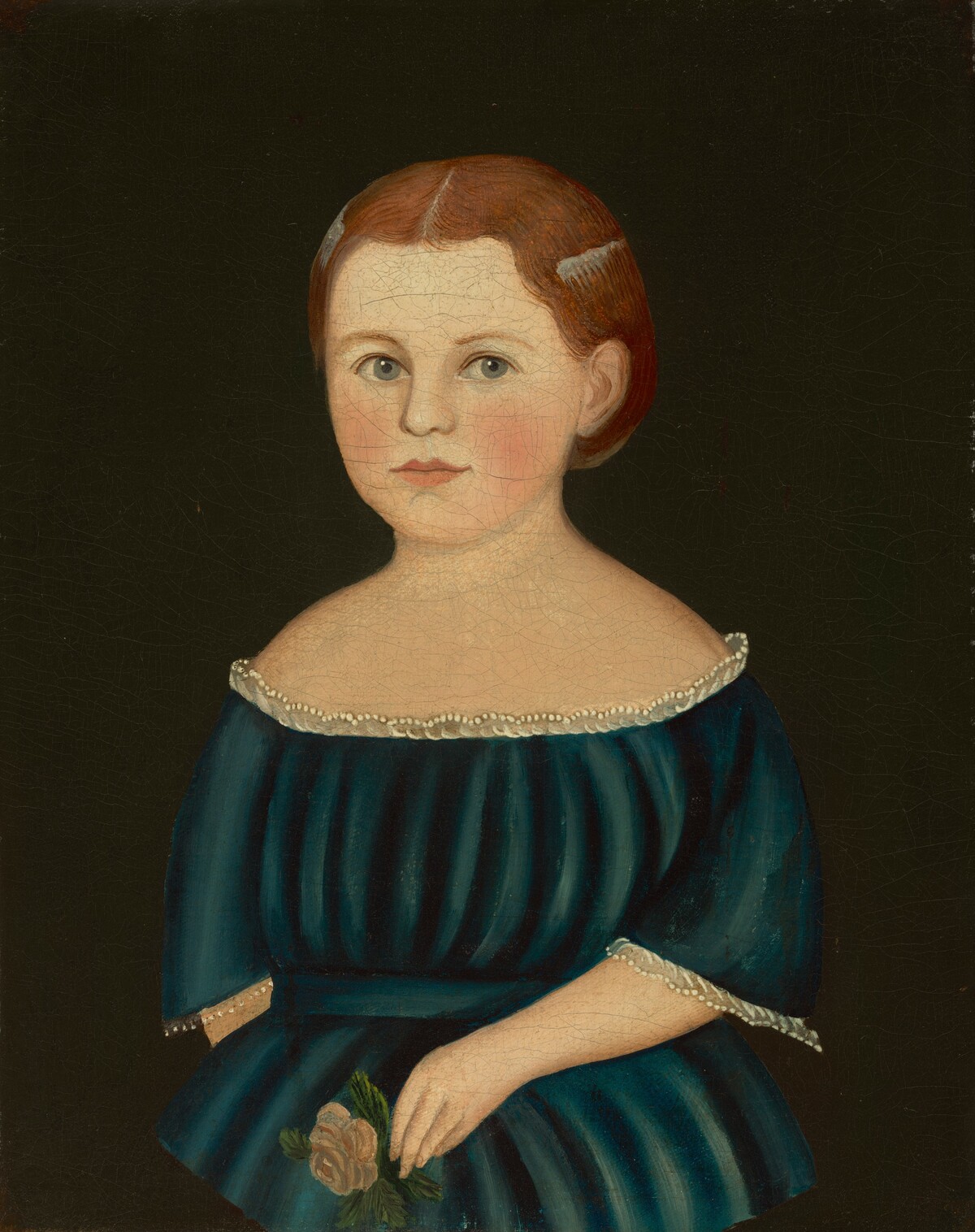 Little Girl in Blue Dress by American 19th Century