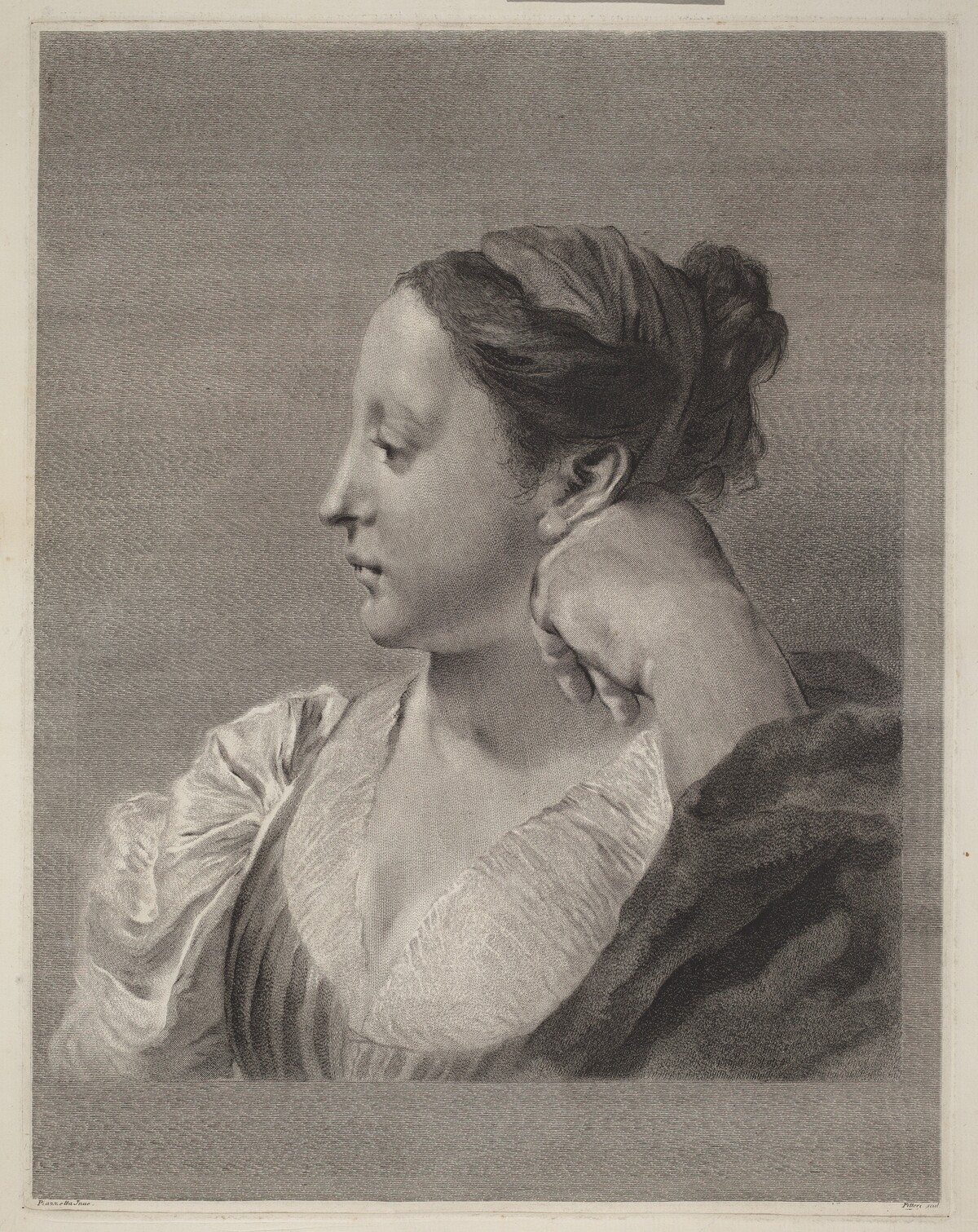 Young Woman in Profile by Marco Alvise Pitteri after Giovanni Battista Piazzetta