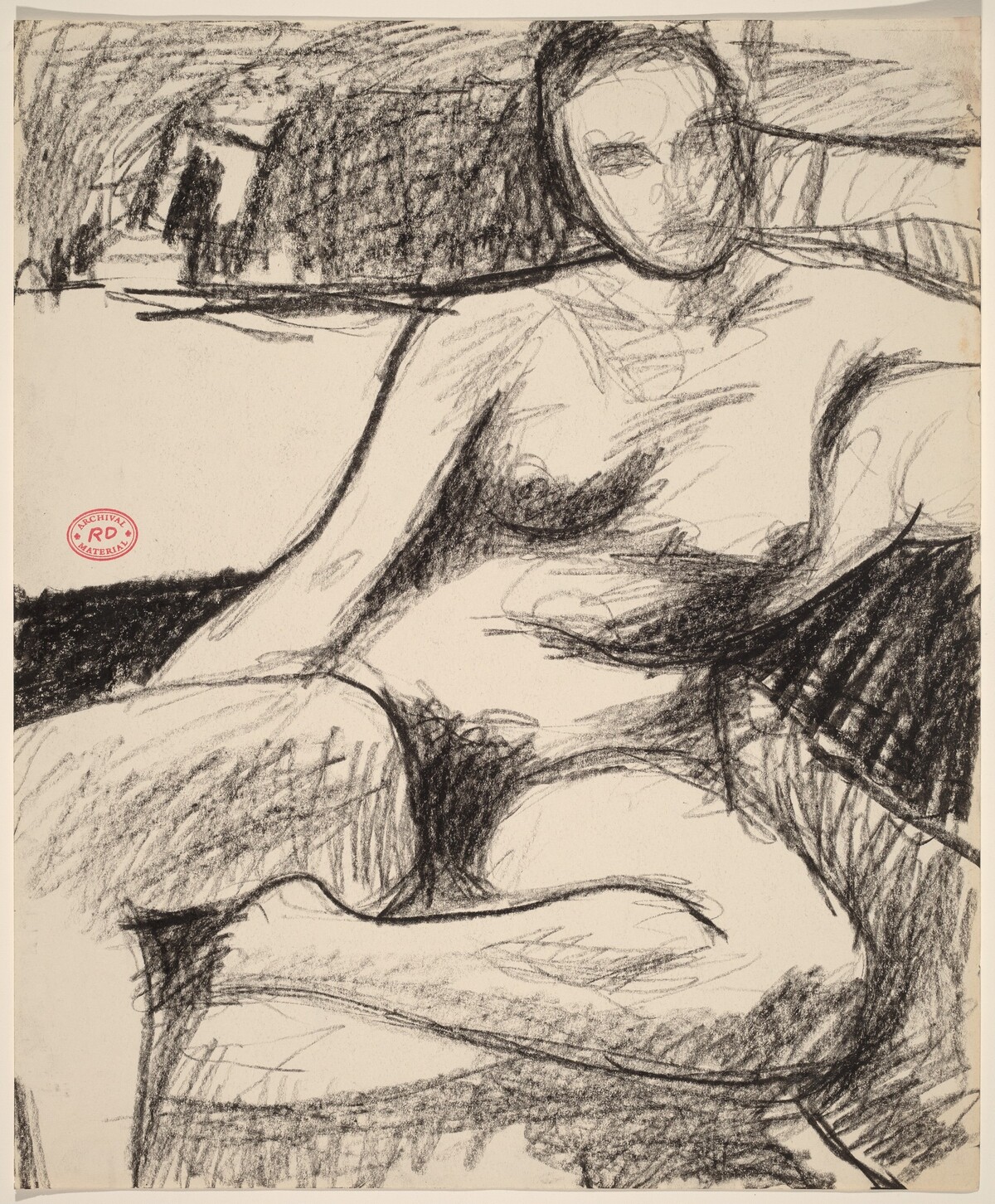 Untitled [nude seated with her left foot pulled under her] by Richard Diebenkorn
