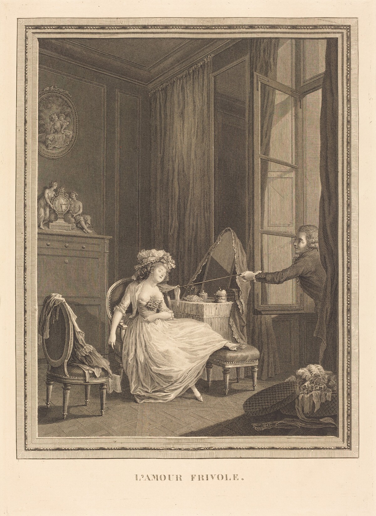 L'amour frivole by Jacques-Firmin Beauvarlet after Pierre-Antoine Baudouin