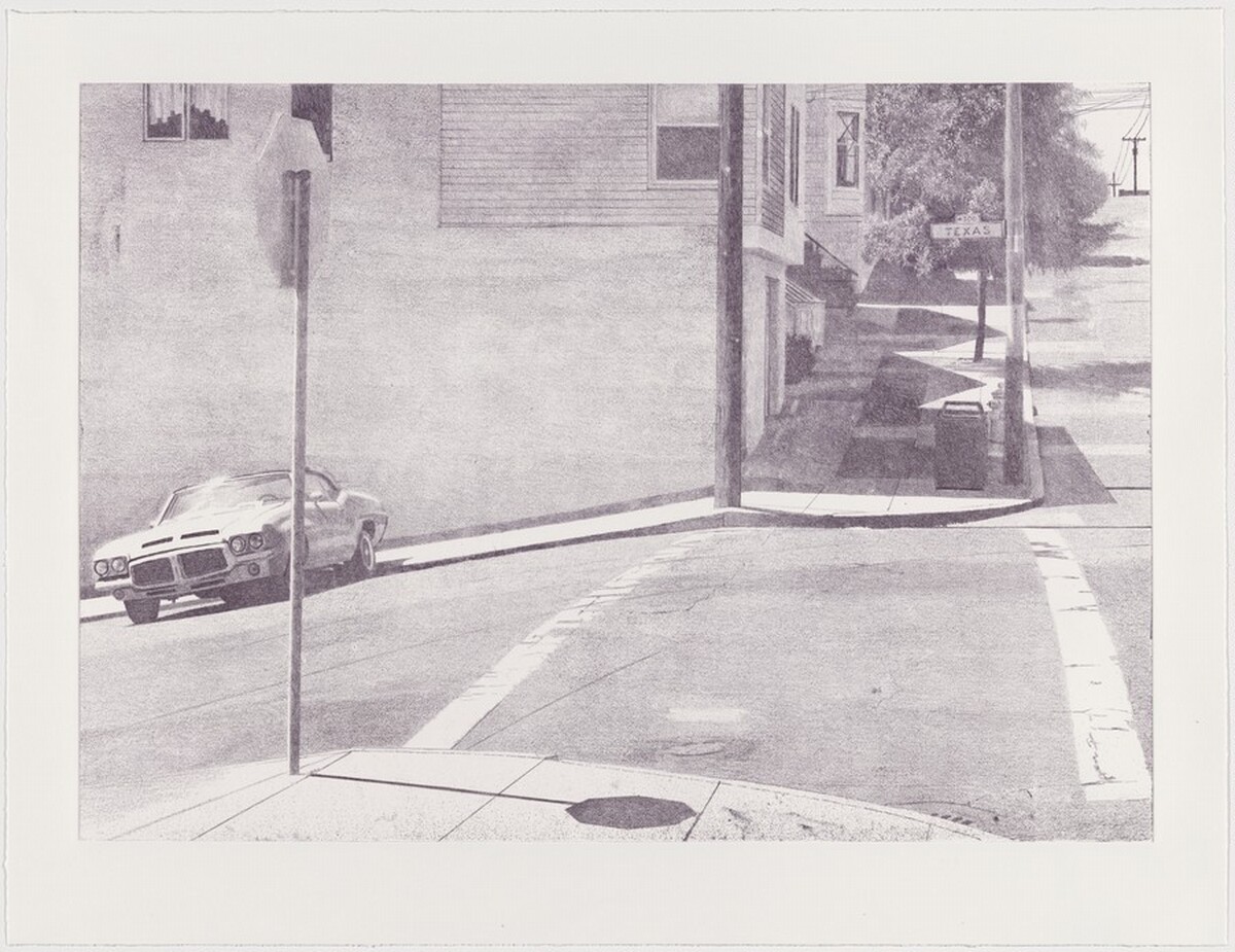 Texas and 20th Intersection [working proof 1] by Robert Bechtle