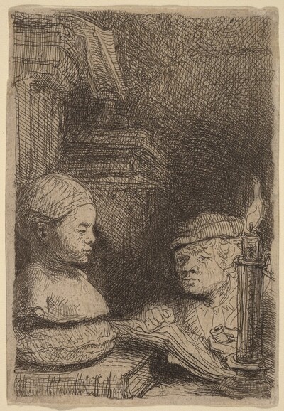 Man Drawing from a Cast