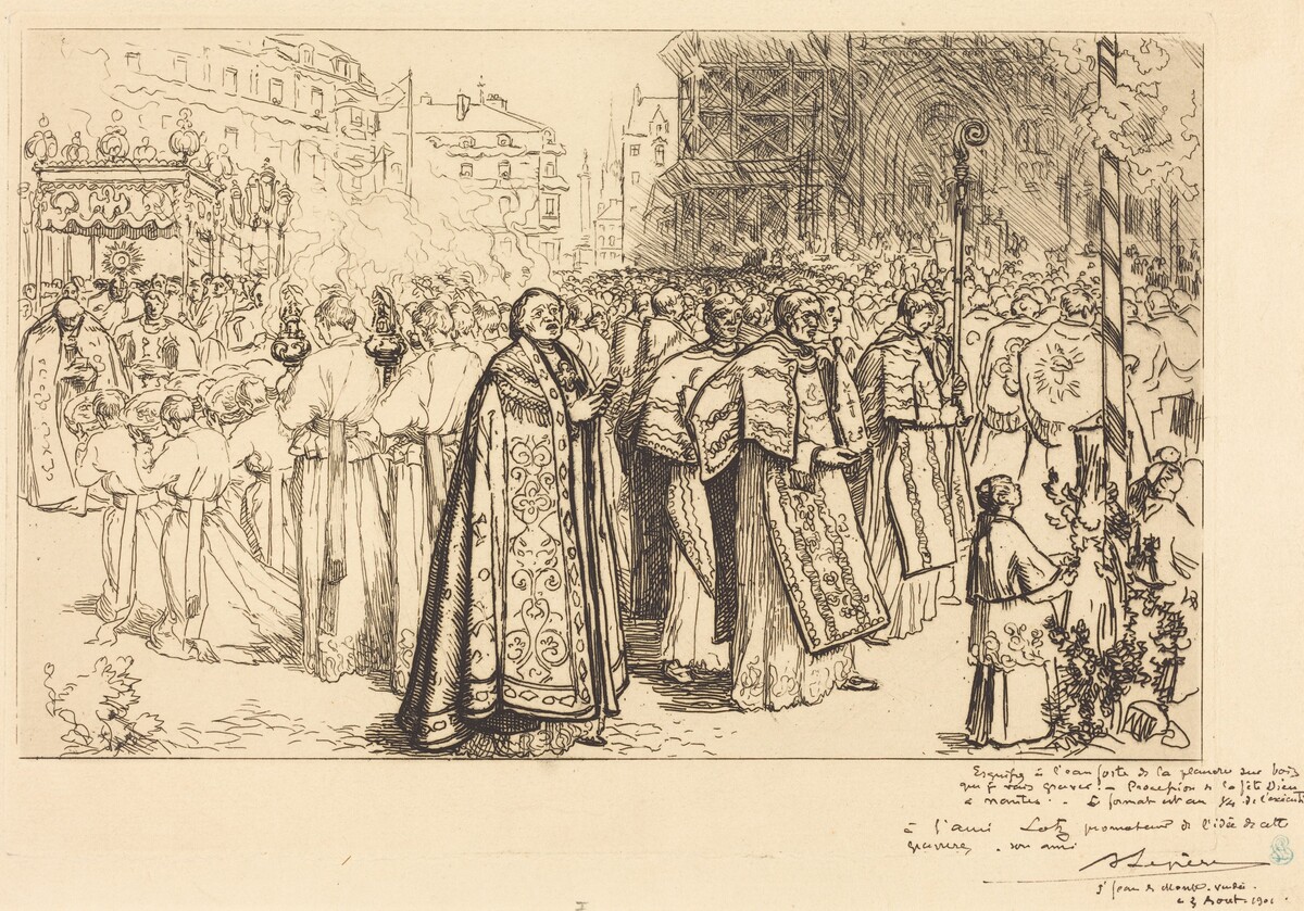 Return of the Procession to Nante Cathedral (Rentree de la Procession a la Cathedral de Nantes) by Auguste Lepère