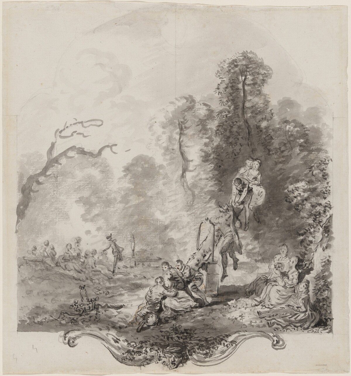 Fête Champêtre with a  Seesaw (La Bascule) by Jean Pierre Norblin
