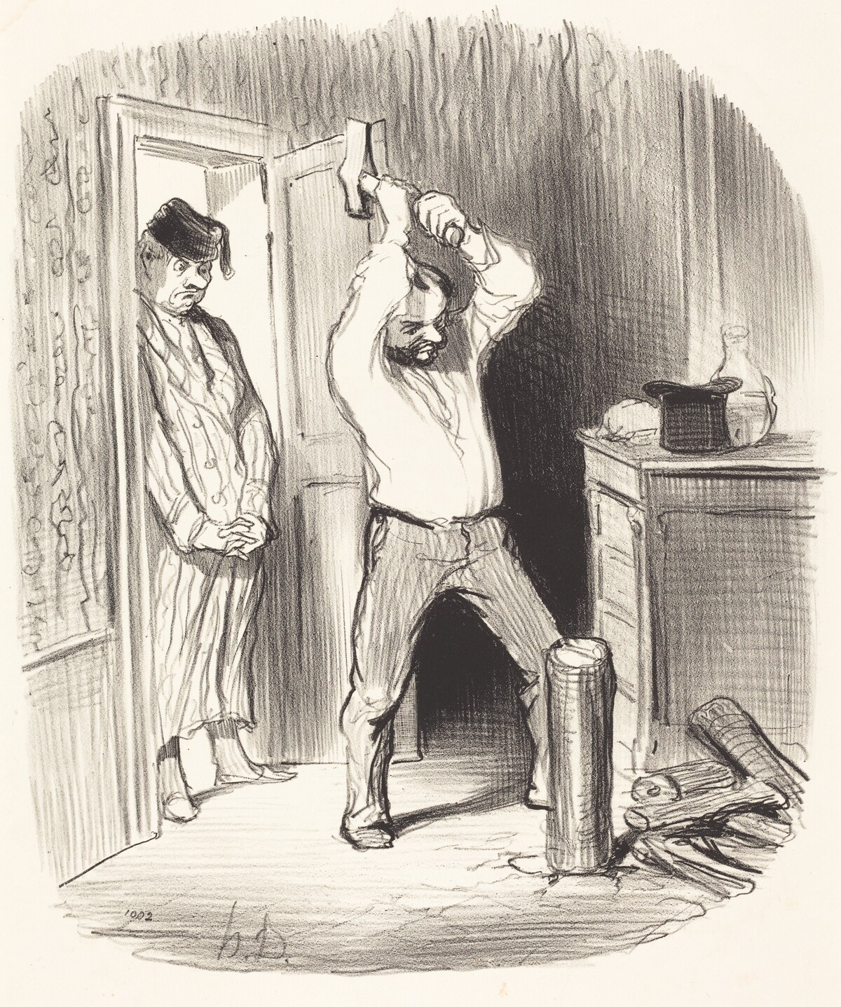 Est-il dieu permis... fendre du bois... by Honoré Daumier