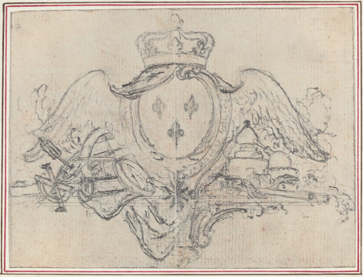 Arms of the King of France with Wings and Scientific Instruments by Hubert François Gravelot