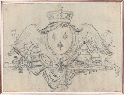 Arms of the King of France with Wings and Scientific Instruments