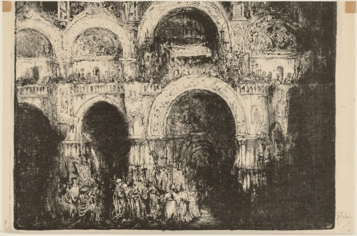 Procession in Front of San Marco by Gennaro Favai