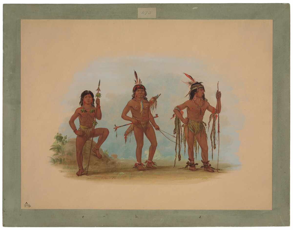 Lengua Medicine Man with Two Warriors by George Catlin
