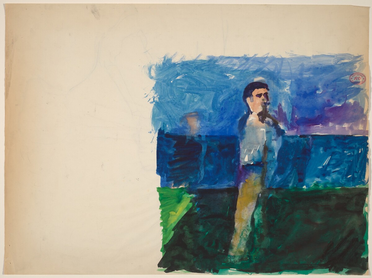 Untitled [man standing in a landscape] [recto] by Richard Diebenkorn