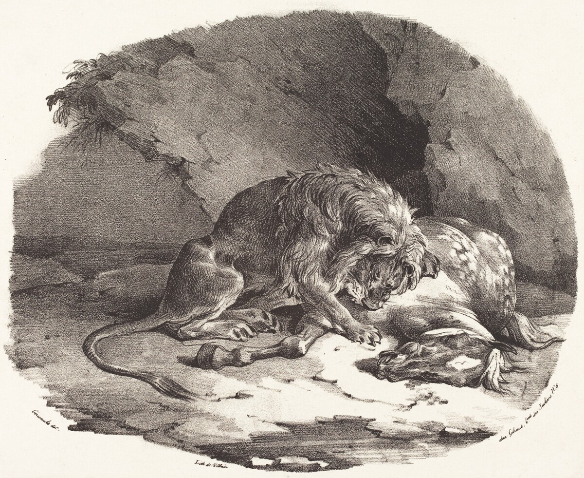 Horse Devoured by a Lion (Cheval devore par un lion) by Théodore Gericault