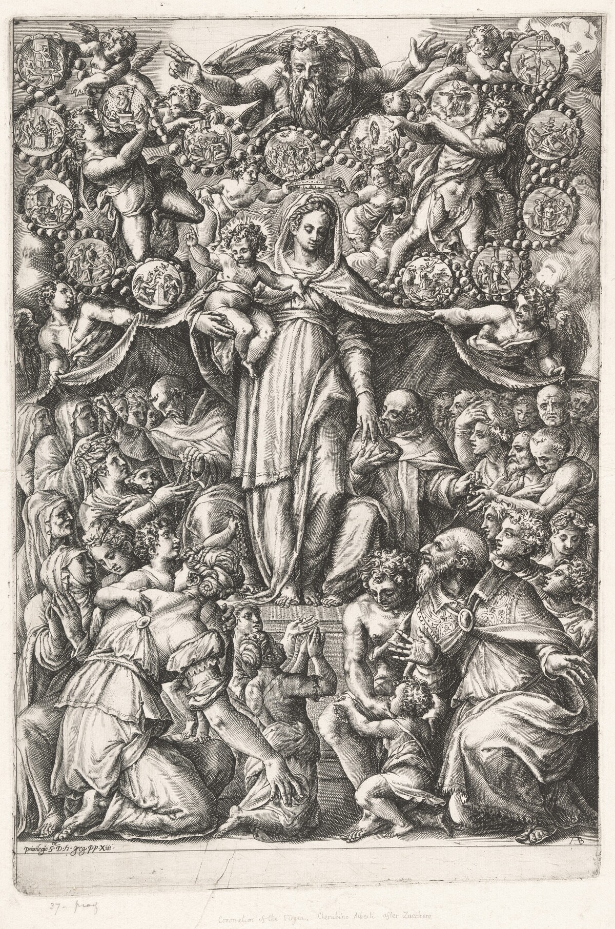 The Virgin of the Rosary with Saint Dominic and a Monk by Cherubino Alberti