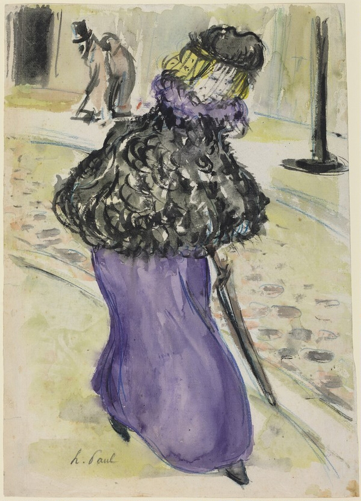 Elegant Young Woman en Promenade by Hermann-Paul