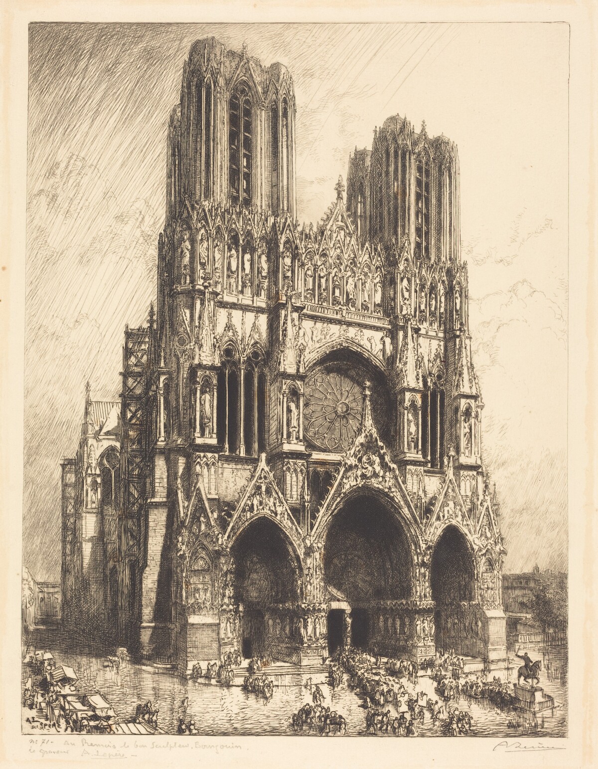 Reims Cathedral (Cathedrale de Reims) by Auguste Lepère