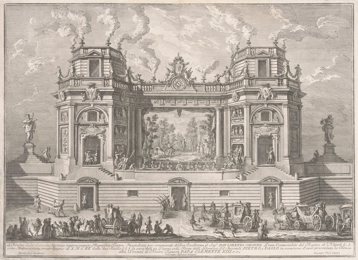 The Seconda Macchina for the Chinea of 1761: A Magnificent Theater by Giuseppe Vasi, after Giuseppe Palazzi, after Paolo Posi