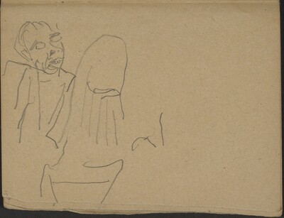 Singender (?) Mann und begonnene Studie (Two Figures, One Might Be Singing) [p. 15]