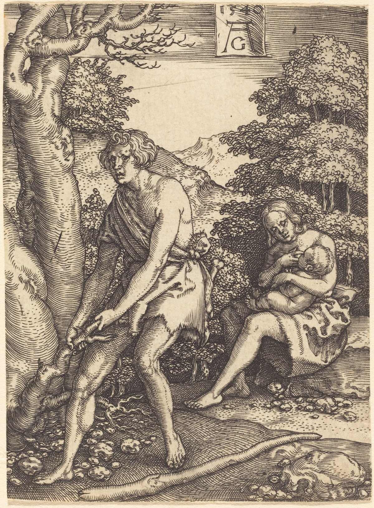 Adam and Eve at Work by Heinrich Aldegrever