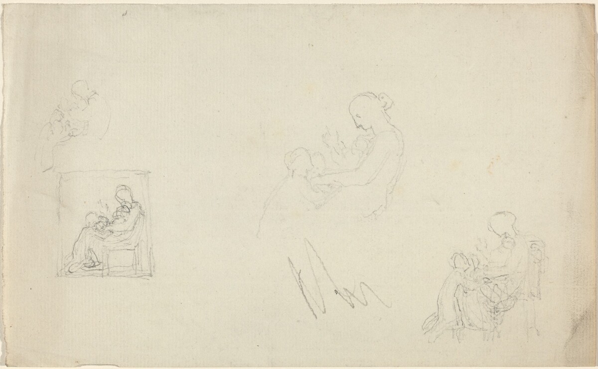 Four Studies of a Seated Woman with Children at Her Feet (Sketches for the Monument to Lady FitzHarris?) by John Flaxman