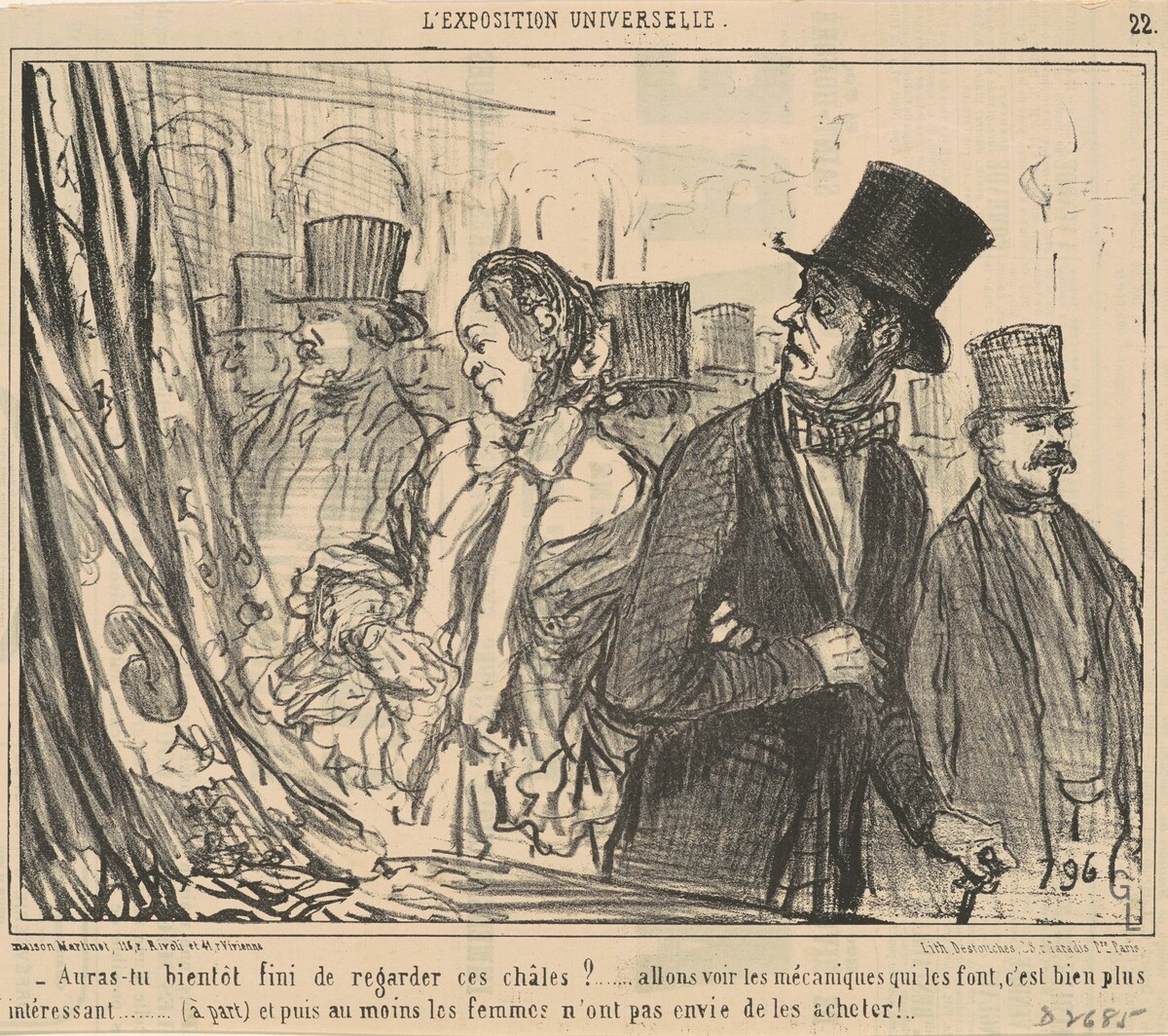 Auras-tu bientot fini de regarder ces chales? by Honoré Daumier