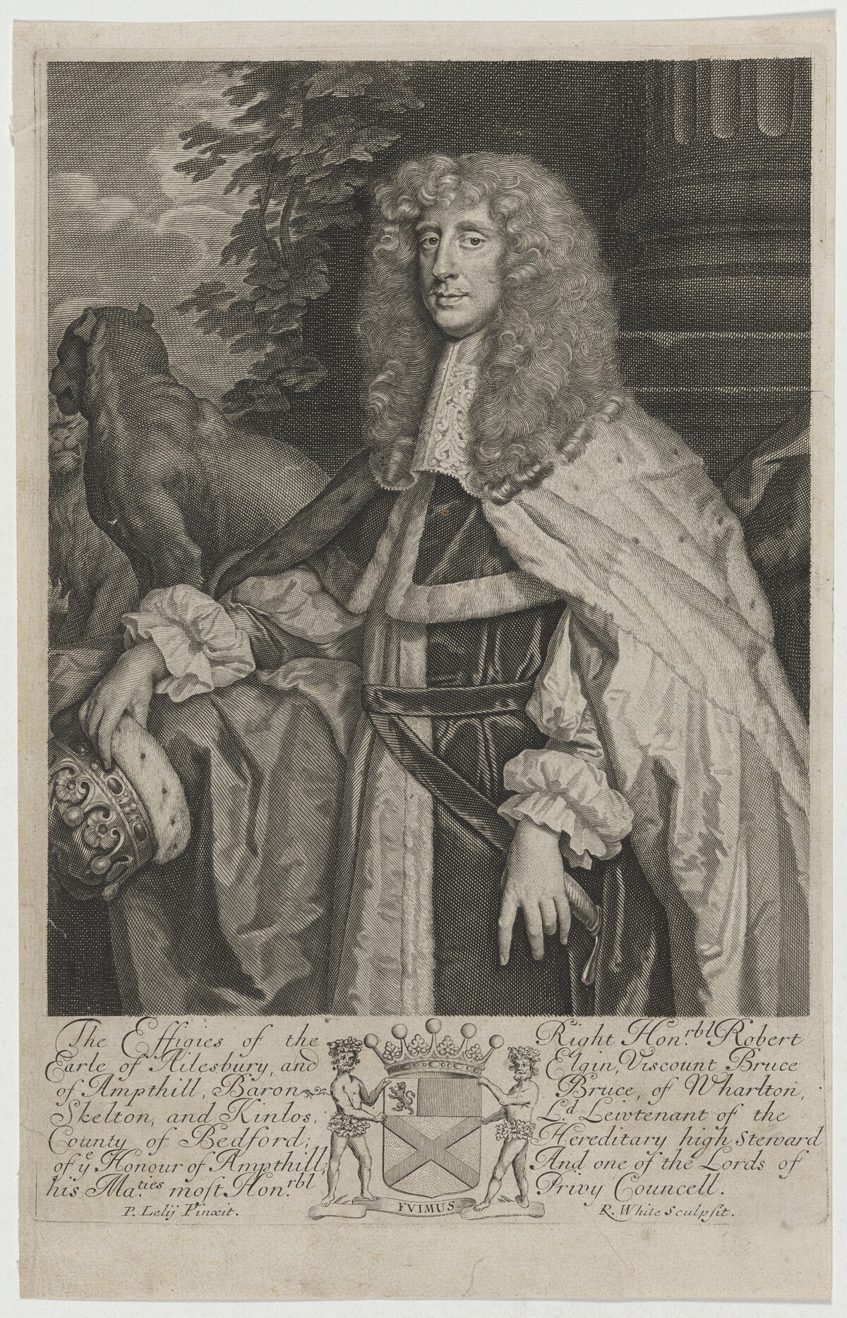 Robert Bruce, First Earl of Arlesbury by Robert White after Sir Peter Lely