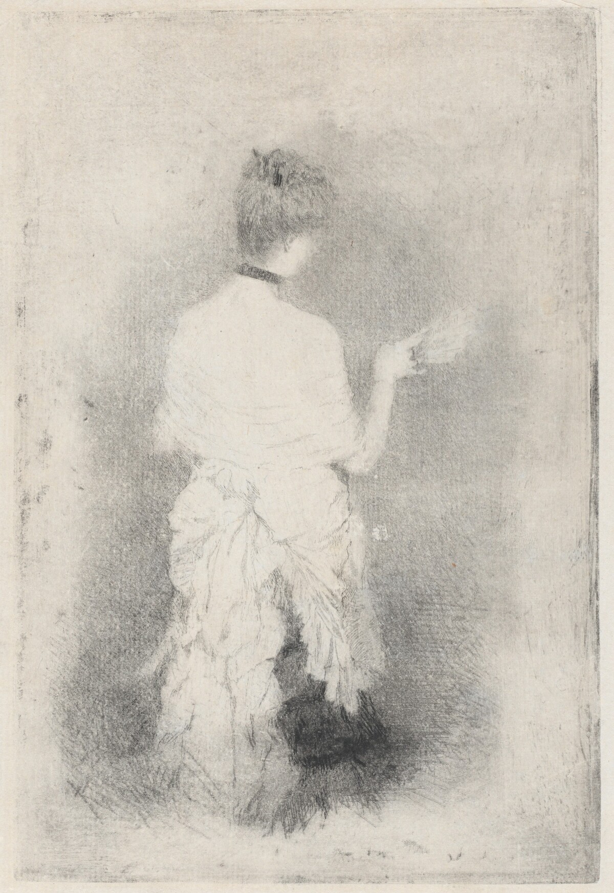 Elegant Young Woman Seen from Behind by Giuseppe de Nittis