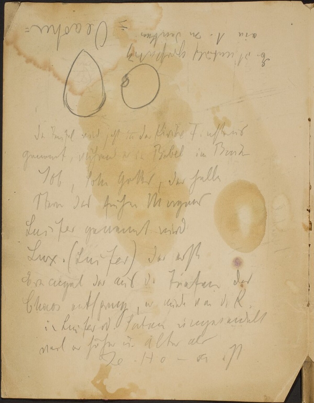 Notizen und zwei Kreisformen (Notations with Two Circles) [p. 2] by Max Beckmann