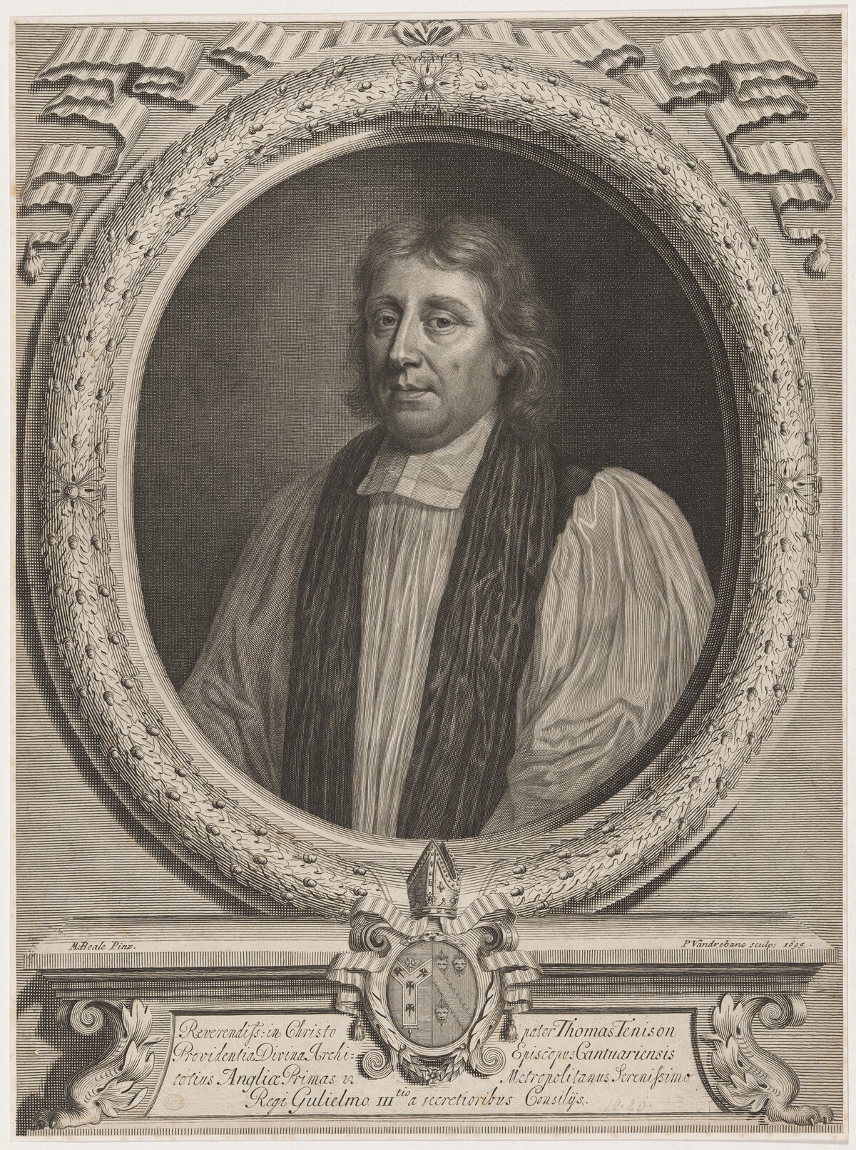 Thomas Tenison, Archbishop of Canterbury by Pieter van der Banck after Mary Beale