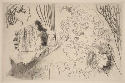Sheet of Studies. Profiles of Marie-Thérèse and Head of Rembrandt in a Beret (Feuille d'études. Profils de Marie-Thérèse et tête de Rembrandt au béret)