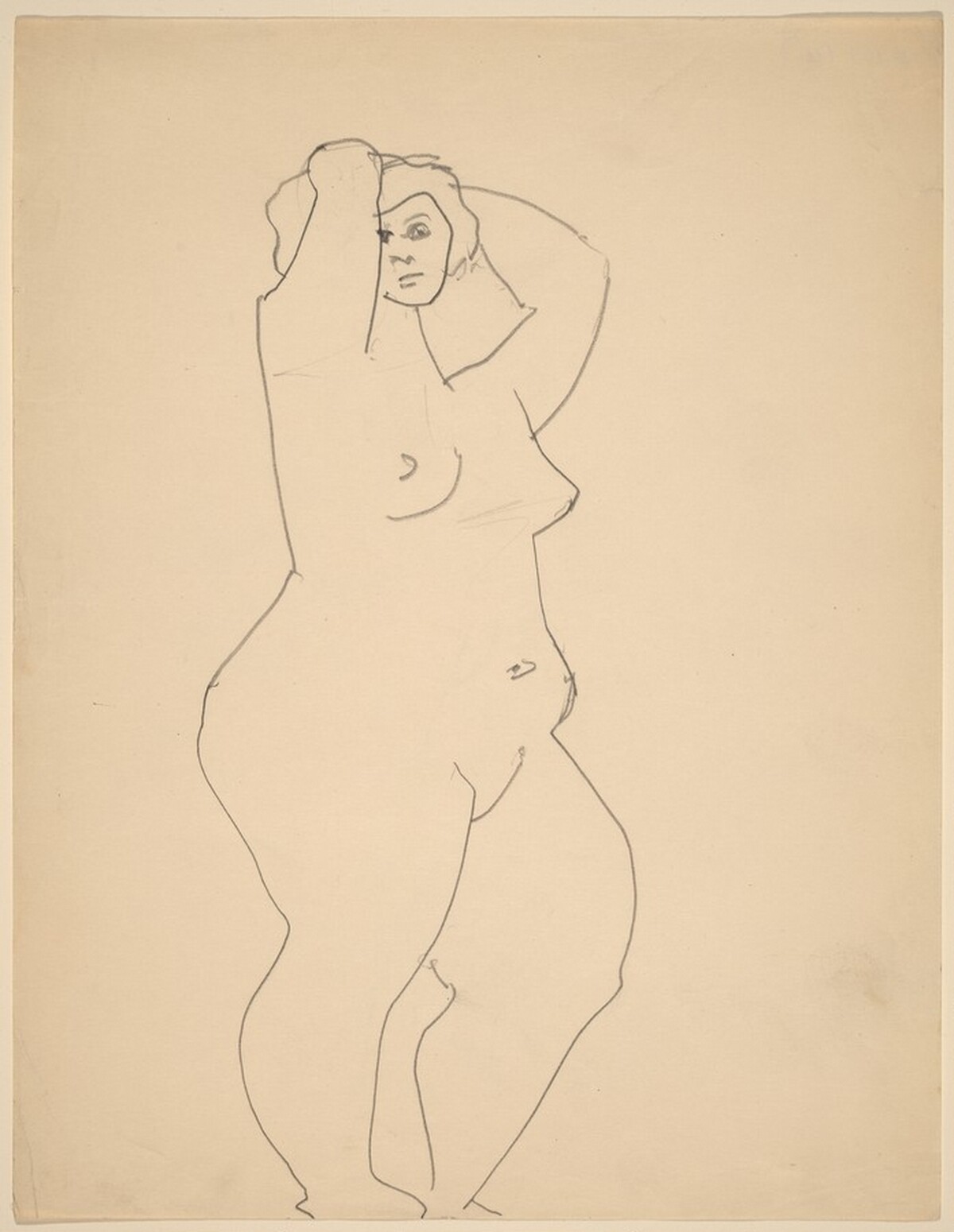 Standing Nude Turned to the Right, Arms Raised to Head by Mark Rothko