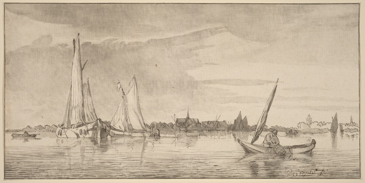 River with Town by Cornelis Ploos van Amstel (editor) and Bernhard Schreuder (printmaker), after Pieter Coopse