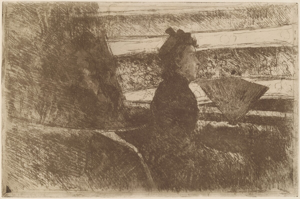 Lady in Black, in a Loge, Facing Right by Mary Cassatt