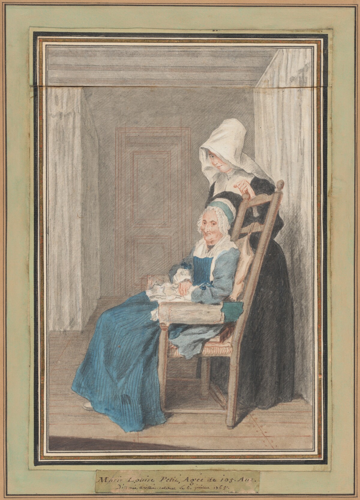 Marie Louise Petit at the Age of 105, with Her Young Nurse by Louis de Carrogis, called Carmontelle